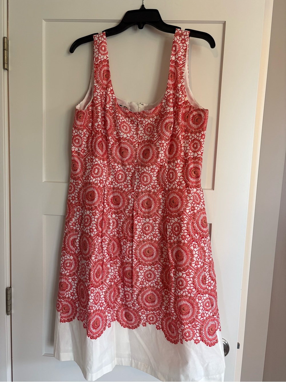 Nine West Red and White Sleeveless Midi Dress